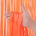 thumbnail image 3 of Orange Metallic Tinsel Foil Fringe Curtains, 2 Pack 3.3x6.6 Feet Party Streamer for Birthday, Halloween Decor, Foil Curtain for Bachelorette Party Decorations, 3 of 4