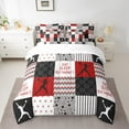 thumbnail image 2 of Castle Fairy Geometric Plaid 7 Pieces Bedding Comforter Set for Teenagers,Sport Volleyball Full Bedding Set Lightweight,Abstract Stripes Fitted Sheet Flat Sheet,Luxury Bedroom Decor, 2 of 8