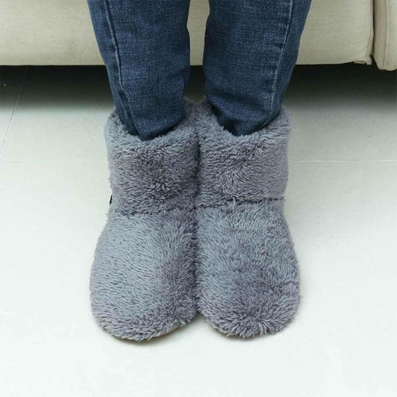 Electric ed Foot Warmers for Men Women FLUFFYS Plush Foot Winter USB grey