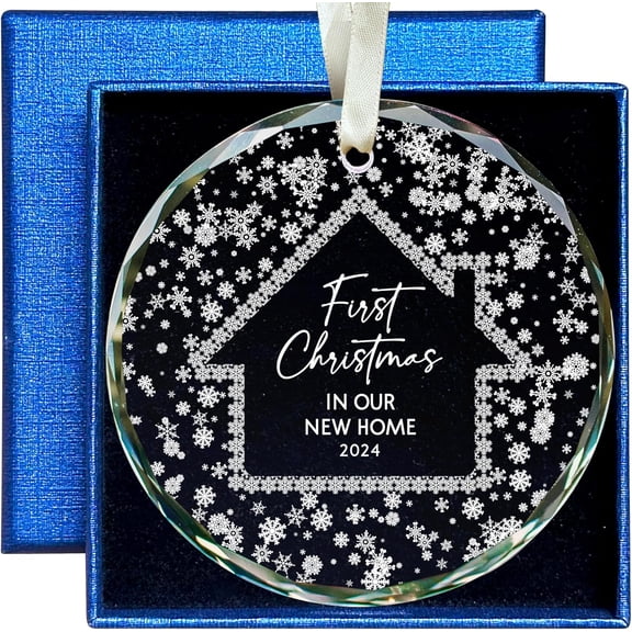 New Home Ornament 2024 - First Christmas in Our New Home 2024 - Housewarming Gifts for Women - Glass 1st Christmas Ornament A1