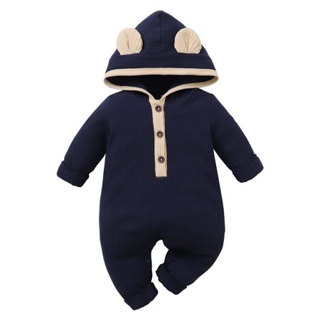 

WESIDOM Baby Girl Boy Clothes Newborn Outfit Infant Baby Romper Cute Bear Ear Hooded Cotton Jumpsuit Long Sleeve Onesies 0M-18M