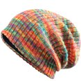 thumbnail image 2 of SPRING PARK Women Mixed-Color Stripe Beanie Winter Hat for Women Cable Knit Hats Warm Chunky Knitted Cap for Cold Weather, 2 of 8