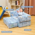 thumbnail image 2 of Baxluxe Velvet Kids Couch Sofa Chairs, Glow in The Dark Folding Toddler Modular Sofa, Luminous Convertible Baby Play Lounger Chairs, Kids Play Sofa Couch for Bedroom, Playroom, Blue, 2 of 9