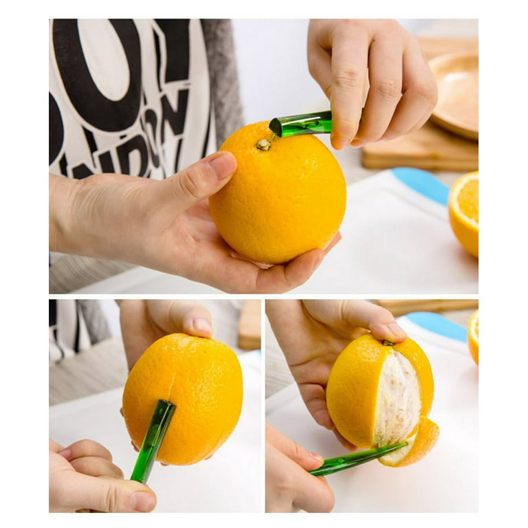 AllTopBargains 2 PC Orange Peeler Kitchen Tool Gadgets Lemon Lime Fruit Slicer Plastic Cutter