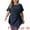 Navy Blue, variant on Unique Bargains Women Plus Size Asymmetrical Hem Round Neck Short Sleeve Twist Knot Top 1X Green
