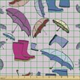 thumbnail image 2 of Umbrella Fabric by the Yard Upholstery, Autumn Accessories Boots and Flourish Umbrellas Colorful Style Print, Decorative Fabric for DIY and Home Accents, Pale Mauve Multicolor by Ambesonne, 2 of 5
