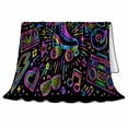 thumbnail image 2 of 80S 90S Roller Skating Disco Neon Doodle Party, Cozy Friendship Quote Scene, Warm Flannel Blanket for Living Room and Reading Nook, Art Lovers Friendship Gift, Fantasy Home Decor, 2 of 9