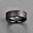 thumbnail image 2 of 8mm Black Brushed Finish Tungsten Carbide Ring Hawaiian Koa Wood Inlay Flat Edges Comfort, 2 of 6