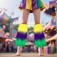 thumbnail image 6 of TELOLY Adults Mardi Gras Furry Monster Party Leg Warmers Costume Accessory Mardi Gras Leg Warmers for Women, 6 of 7