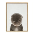 thumbnail image 2 of Kate and Laurel Sylvie Baby Otter Color Illustration Framed Canvas Wall Art by Simon Te of Tai Prints, 18x24 Natural, Adorable Animal Art Wall Décor, Kids Room, Nursery, 2 of 6