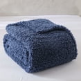 thumbnail image 2 of Mainstays Faux Shearling Blanket, Indigo, King 102"X90", for Adult, 2 of 7