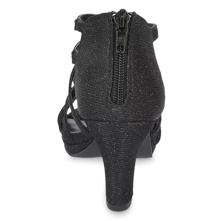 XYD Women Fashion Round Open Toe Block Low Heel Pumps Ballroom