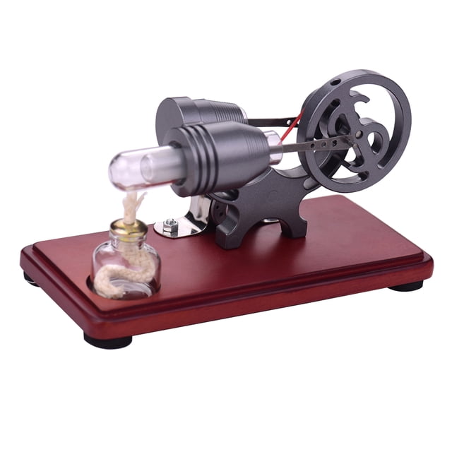 Retro Style Hot Air Stirling Engine Motor Model Dollar Flywheel Design Educational Toy Electricity Generator with Colorful LED Light String DIY for Teacher Student Teens Children Adult