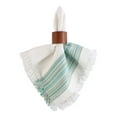 thumbnail image 3 of DII 6-piece Modern Cotton Fringed Stripe Tabletoppers in Teal and White, 3 of 6