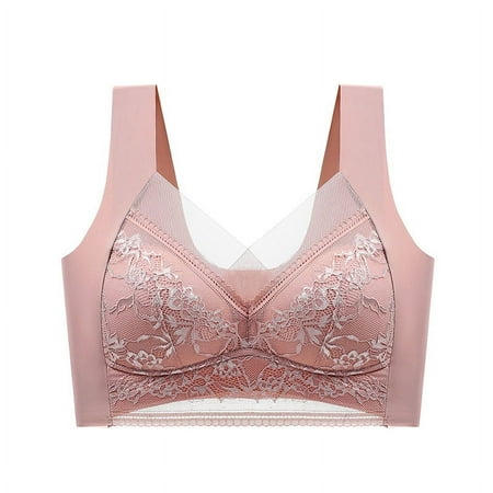Lace plus Size Vest Seamless Ice Silk Push up Breathable Thin Bra Beauty Back Big Chest Small Fixed Underwear