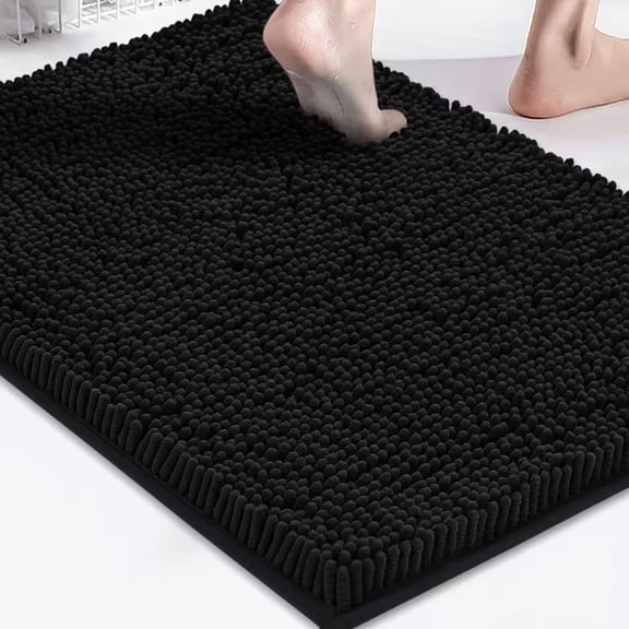 Chenille Bathroom Rug Mat 15.7 x 23.6 Inch, Absorbent Non‑Slip Bath Mat Machine Washable Soft Floor Rug for Shower Bathroom