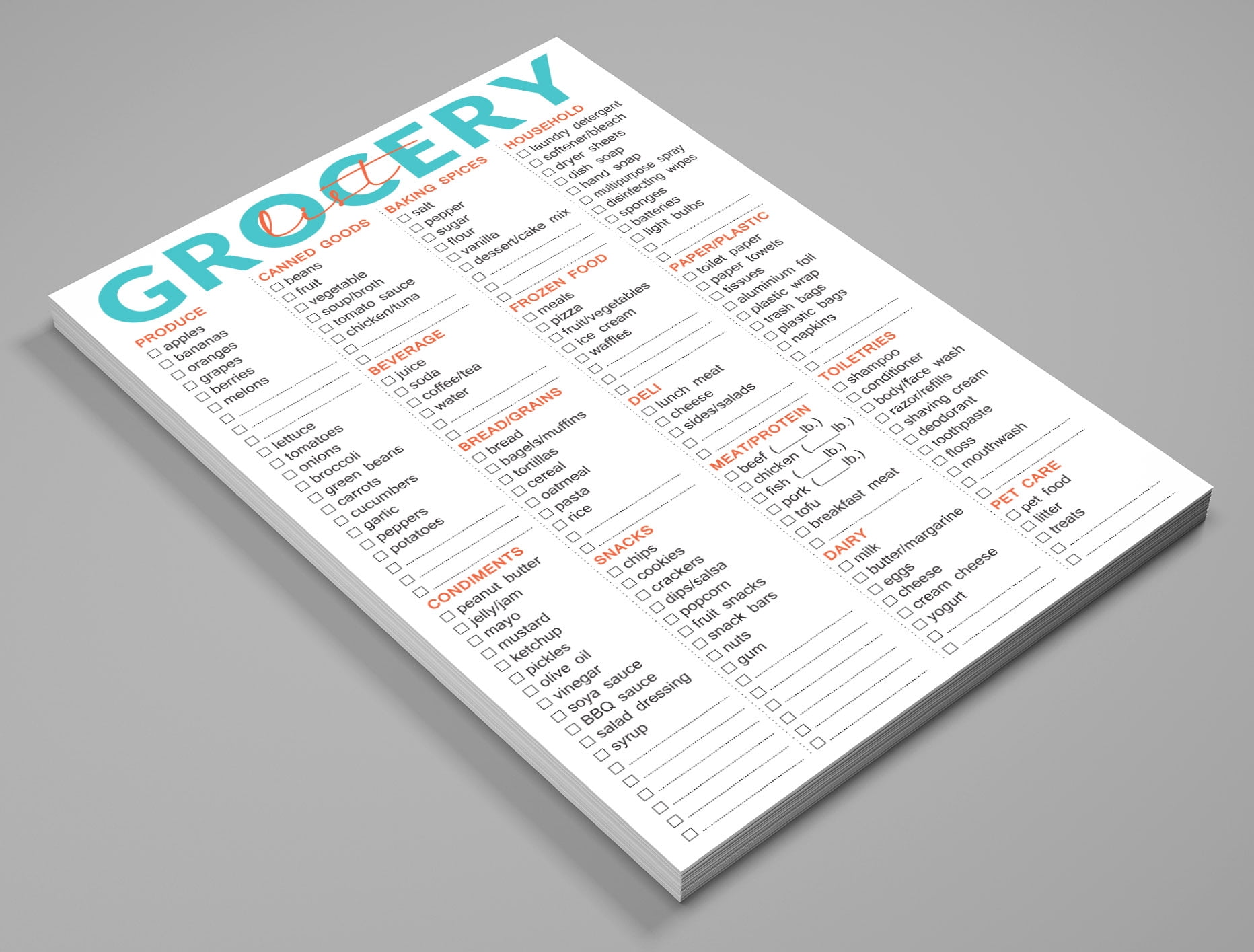 Inkdotpot Magnetic Grocery List Notepad Grocery Shopping List Blank, Portable Size 6 x 9 inches - 54 Page Weekly Grocery Shopping Planner