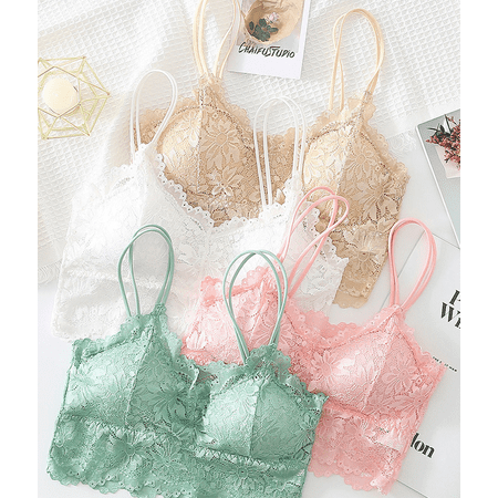 

Kolable 4 Pieces Lace Bralettes for Women with Straps and Removable Pads