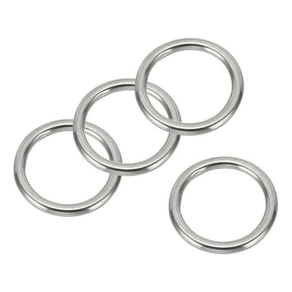 Uxcell Metal Rings 1 Inch 316 Stainless Steel Marine Grade O Rings for Macrame, DIY Crafts, Dog Leash, Silver 4 Pcs