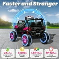 thumbnail image 3 of Joyracer 4WD 24V Ride on Toys Car w/ 2 XL Seater Remote Control, Electric UTV w/ 4*200W Motor, Power Car Wheels, LED Lights, Spring Suspension, 3 Speeds, Bluetooth Music, Pink, 3 of 10