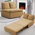 thumbnail image 1 of Mjkone Canapé-Lit Convertible Format Simple, Canapé-Lit Moderne en Lin Extensible, Canapé-Lit Réversible avec Coussins et Oreillers Décoratifs pour Petit Espace/appartement/salon/bureau/studio (Curcuma), 1 of 8