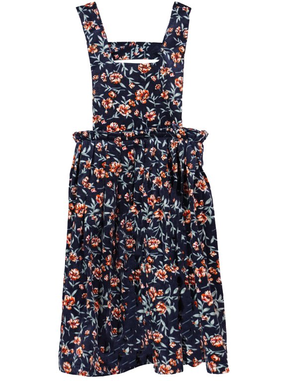 Toddler Girls Floral Velvet Skirted Overalls Sleeveless Overall Dress Outfit 3-4 Years