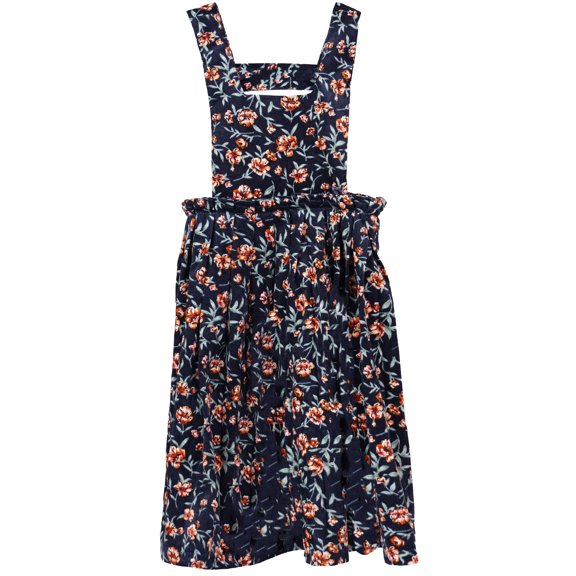 ContiKids Toddler Girls Floral Velvet Skirted Overalls Sleeveless Overall Dress Outfit 3-4 Years