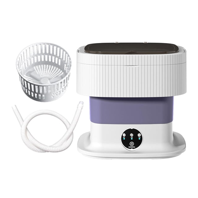 Mini Machine à Laver Pliable Petite Laveuse pour Camping Dortoir Voyage 60W Violet