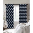 thumbnail image 4 of Navy Blue Morocco Blackout Curtains for Bedroom Living Room Darkening Curtains 96 Inches Long Modern Farmhouse Minimalist Plaid Window Curtain 2 Panels Set Window Treatment Grommet Drapes 52"x96", 4 of 9