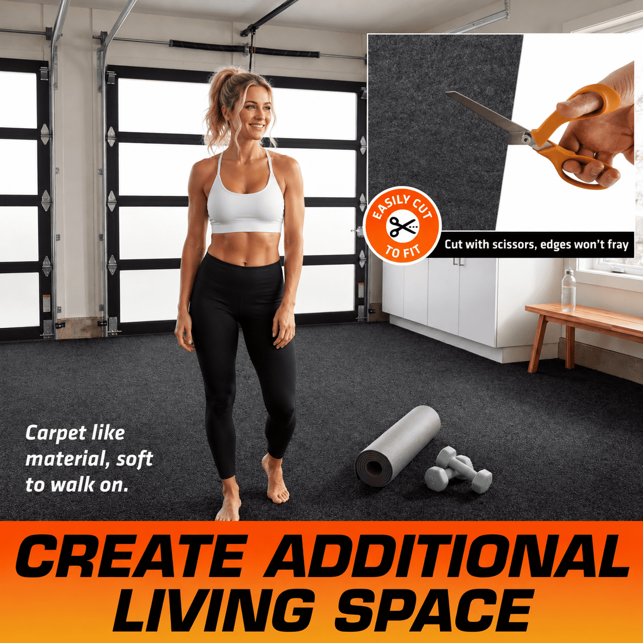 Armor All Premium Original XL Garage Floor Mat, (22' x 8'10"), Protects Surfaces, Transforms Garage, Absorbent/Waterproof/Durable (Includes Double Sided Tape)(Charcoal)