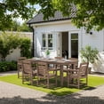thumbnail image 2 of SERWALL Outdoor HDPE Dining Table Set, 7‑Piece Patio Dining Set with 6 Armless Chairs & Umbrella Hole, Brown, 2 of 8
