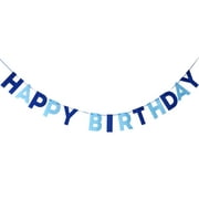 WINOMO HAPPY BIRTHDAY Non-woven Pennant Flags Bunting Garland Banner Party Home Hanging Decor (Blue)
