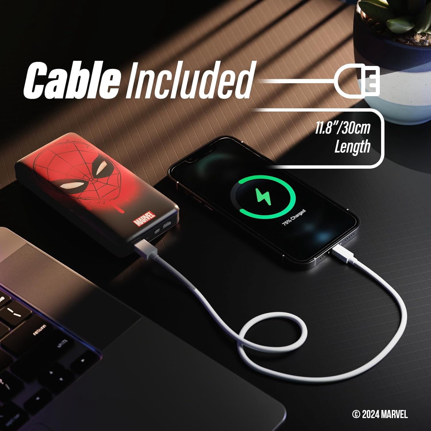 Marvel Spider-Man 10000mAh Power Bank, Portable Charger with Universal USB Output