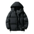 thumbnail image 2 of Zimjoy Mens Puffer Jacket with Hood Warm Thick Mens Winter Jackets with Hood Big and Tall Down Jackets Midweight Hooded Jacket for Travel Ski, Black XL, 2 of 8