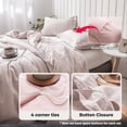 thumbnail image 4 of Simple&Opulence 100% Washed Linen Duvet Cover with Embroidered, 3 Pieces Soft Farmhouse Comforter Set with Button Closure,1 Duvet Cover and 2 Pillowshams (Queen,Dusty Pink), 4 of 7