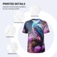 thumbnail image 3 of Zufioo Beautiful Flower Blue Bird Print Men's Baseball Short Sleeve, Moisture Wicking Button-Down Hip Hop Tee-Large, 3 of 7
