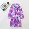 thumbnail image 2 of KPOPLK Girls Fleece Hooded Robes for 3-12Years Kids Warm Bath Robe for Girls Soft Fuzzy Bathrobe(11-12 Years,Purple), 2 of 6