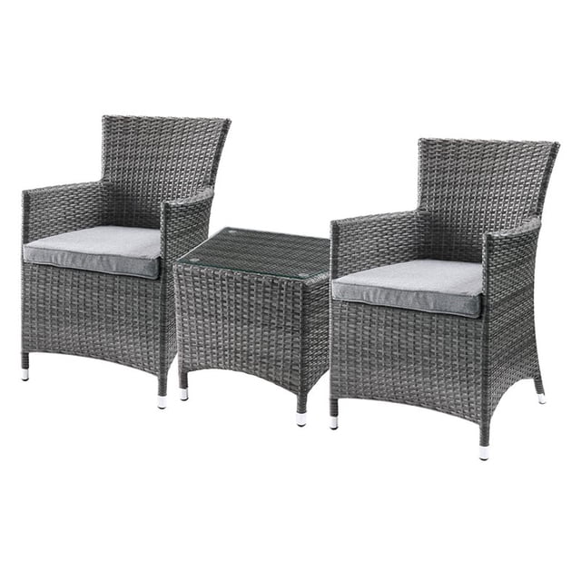 ACME Tashelle 3 Piece Wicker Patio Conversation Set in Gray