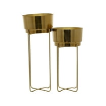 CosmoLiving by Cosmopolitan 31", 25"H Gold Metal Planter with Removable Stand (2 Count)