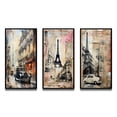 thumbnail image 2 of Designart "Vintage Collage Paris Chronicles VII" City Paris Framed Wall Art Set Of 3 - Black Paris Frame Gallery Set For Office Decor, 2 of 6