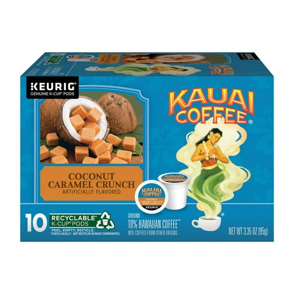 Kauai Coffee® Coconut Caramel Crunch Medium Roast Arabica, Keurig® K-Cup® Pods, Pack of 10