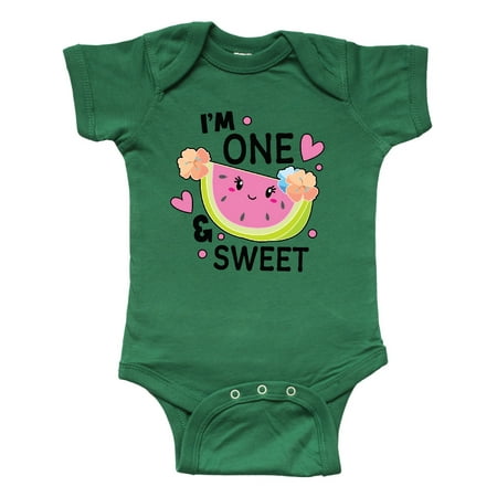 

Inktastic I m One and Sweet with Cute Watermelon Gift Baby Girl Bodysuit