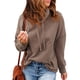 thumbnail image 1 of Blusa Manga Larga Cuello Alto Color Puro Cordón Casual Cómodo Tops para Mujer Marrón S, 1 of 7