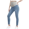 thumbnail image 2 of BRGZLK Women's Maternity Jeans Pants High Waisted Over Belly Support Stretchy Denim Pants Fashion Comfy Slim Fit Pregnancy Pant with Pockets Blue M, 2 of 5