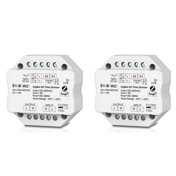 2X S1-B Tuya Zigbee AC Triac Regulador de Intensidad LED Interruptor Pulsador Control 110 V 220 V 230 V Aplicación Smart para Life para Asistente