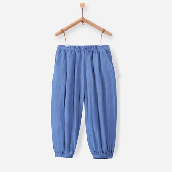Kids Baggy Girls Slacks Blue Cargo Pants Summer Fall Long Pants Boys Pants 6-7 Years