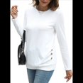 thumbnail image 3 of Camisas de Larga para Mujer, Túnicas, Blusas Holgadas, Elegantes, Cuello Redondo, Suéteres Básicos. L, 3 of 10