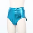 thumbnail image 4 of Kaerm Women's Metallic Dance Festival Rave Bottoms Metallic High Waisted Booty Shorts Sky Blue L, 4 of 7