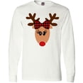 thumbnail image 3 of Inktastic Cute Girl Reindeer with Buffalo Plaid Bow Long Sleeve T-Shirt, 3 of 5