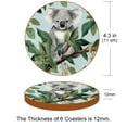 thumbnail image 3 of Koala 6PCS Round Coasters, Microfiber Leather Cup Coasters Set of 6, 11x11 cm/4.3x4.3 in Drink Coasters for Home Decor, 3 of 6